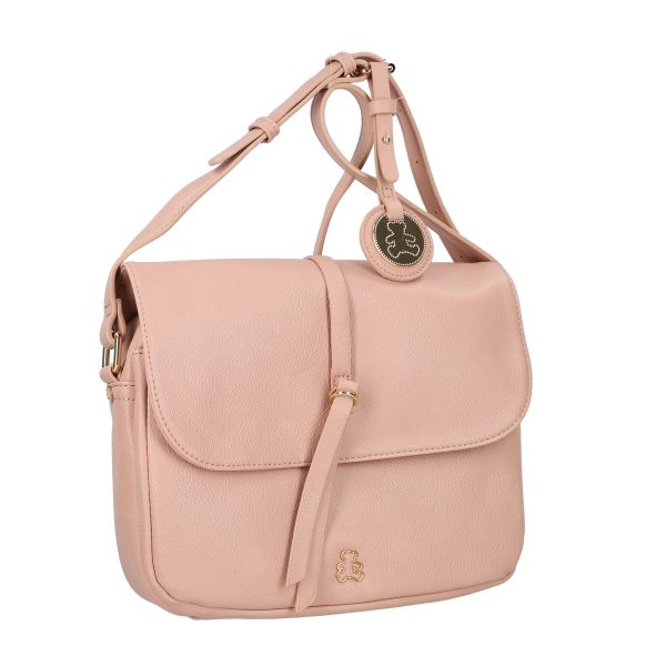 Geanta Cross Body de Dama din Piele Ecologica Roz cu Accesorii si Logo Exterior Auriu - Lulu Castagnette BSLLCA2103070 145