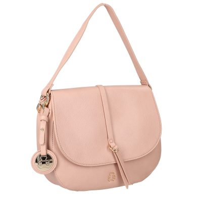 Geanta casual crossbody de dama piele eco roz texturata cu bretea suplimentara Lulu Castagnette BSLLCA2103086