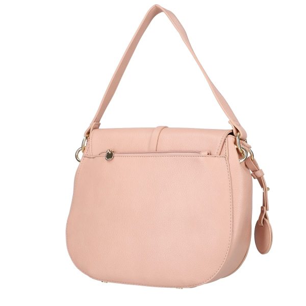 Geanta casual crossbody de dama piele eco roz texturata cu bretea suplimentara Lulu Castagnette BSLLCA2103086 142