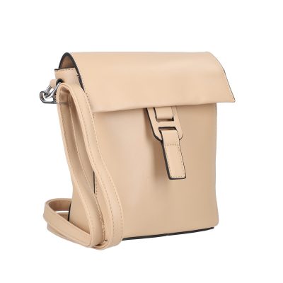 Geanta casual crossbody din piele eco bej cu buzunare inchidere capsa magnetica Turbo Bags BSCA2102131