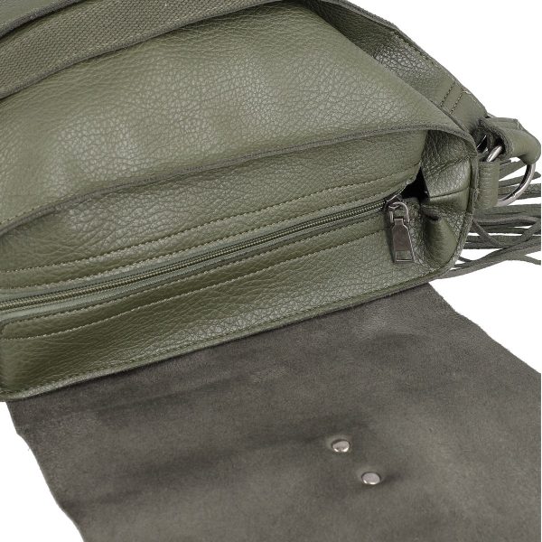 Geanta cu Franjuri Lungi Tip Postas Talie Mare Piele Eco Verde - TurboBags BSTBCR2108154 143