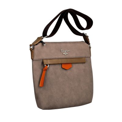 Geanta tip postas dama piele eco taupe buzunar exterior cu fermoar David Jones BSDJCA2108321