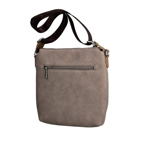 Geanta tip postas dama piele eco taupe buzunar exterior cu fermoar David Jones BSDJCA2108321 142