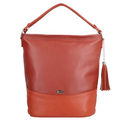 Geanta Crossbody talie mare dama piele ecologica aramiu cu trei buzunare David jones BSDJCR2108309