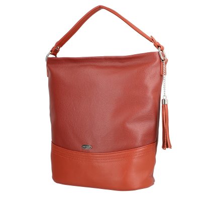 Geanta Crossbody talie mare dama piele ecologica aramiu cu trei buzunare David jones BSDJCR2108309