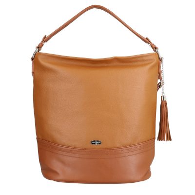 Geanta Crossbody talie mare dama piele ecologica maro cu trei buzunare David jones BSDJCR2108306