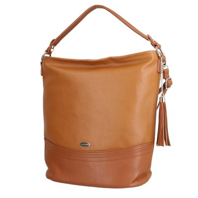 Geanta Crossbody talie mare dama piele ecologica maro cu trei buzunare David jones BSDJCR2108306