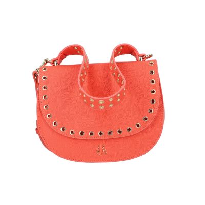 Geanta casual tip postas dama din piele ecologica rosu coral cu trei buzunare Lulu Castagnette BSDJCA2103128