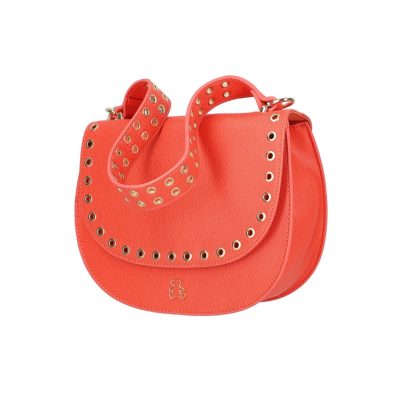 Geanta casual tip postas dama din piele ecologica rosu coral cu trei buzunare Lulu Castagnette BSDJCA2103128