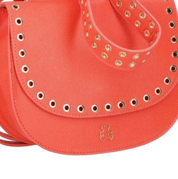 Geanta casual tip postas dama din piele ecologica rosu coral cu trei buzunare Lulu Castagnette BSDJCA2103128 144