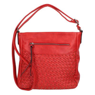 Geanta casual femei piele eco rosie cu model exterior si bretea ajustabila rosie Turbo Bags BSCA210191