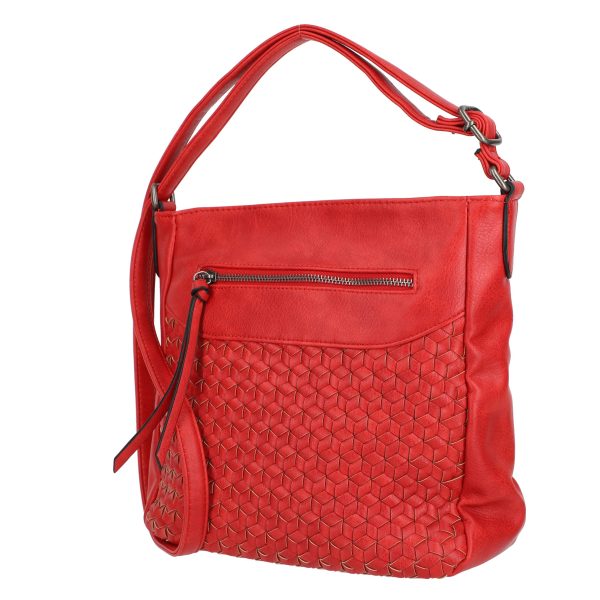 Geanta casual femei piele eco rosie cu model exterior si bretea ajustabila rosie Turbo Bags BSCA210191 142