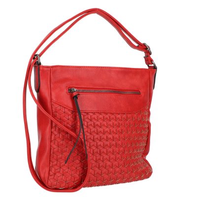 Geanta casual femei piele eco rosie cu model exterior si bretea ajustabila rosie Turbo Bags BSCA210191