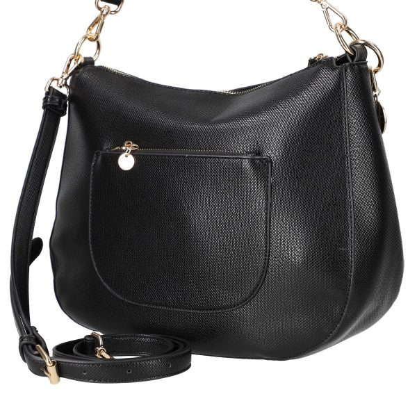 Geanta crossbody femei piele eco neagra textura lucioasa cu buzunar lateral Lulu Castagnette BSLLCA2103113 143