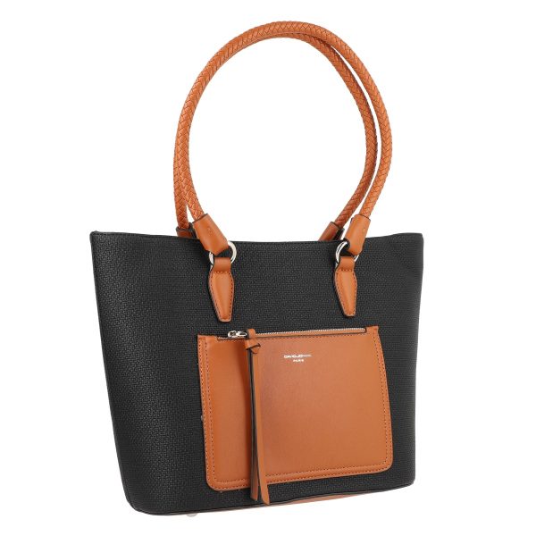 Geanta Casual Dama - Geanta cu Buzunare Exterioare Casual de Umar Femei din Piele Eco Negru Maro - David Jones BSDJCA2106010