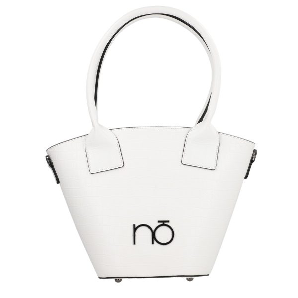 Geanta Alba Casual Femei Piele Eco Forma Trapeza cu Logo Exterior - Nobo BSNO2102130 144