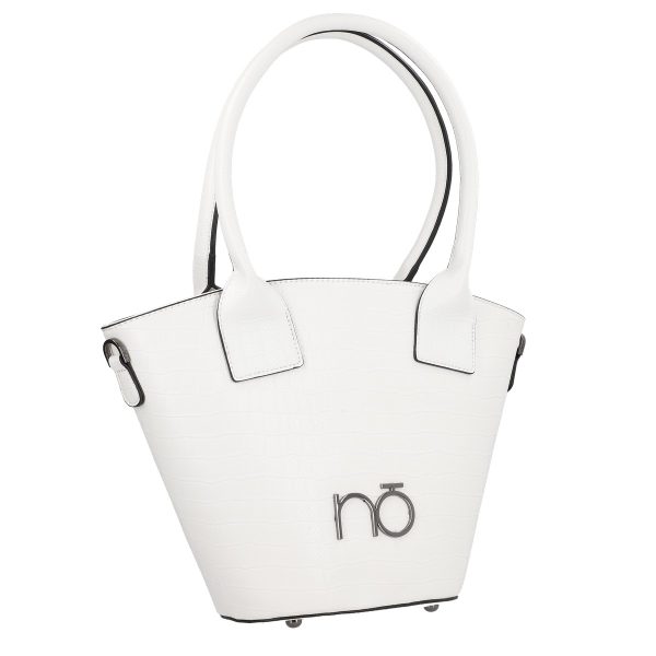 Geanta Casual Dama - Geanta Alba Casual Femei Piele Eco Forma Trapeza cu Logo Exterior - Nobo BSNO2102130