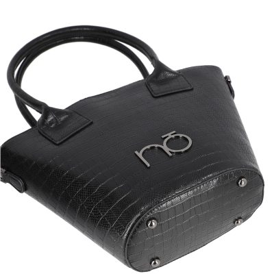 Geanta Shopper de femei din piele eco neagra forma trapeza cu logo exterior Nobo BSNO2102129