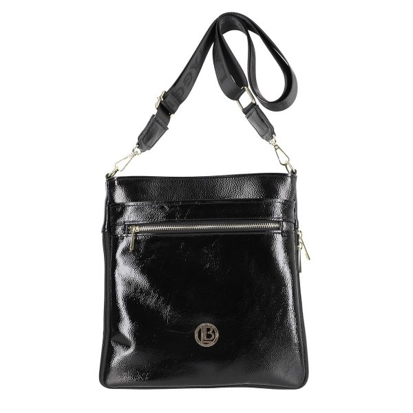 Geanta Crossbody Neagra Lucioasa Casual Femei Piele Ecologica cu Bretea Laura Biaggi BSLBCR2103016 141