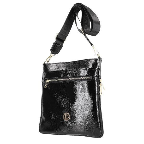 Geanta Crossbody Neagra Lucioasa Casual Femei Piele Ecologica cu Bretea Laura Biaggi BSLBCR2103016 142