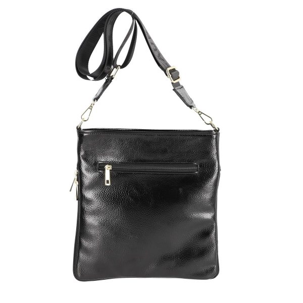 Geanta Crossbody Neagra Lucioasa Casual Femei Piele Ecologica cu Bretea Laura Biaggi BSLBCR2103016 144