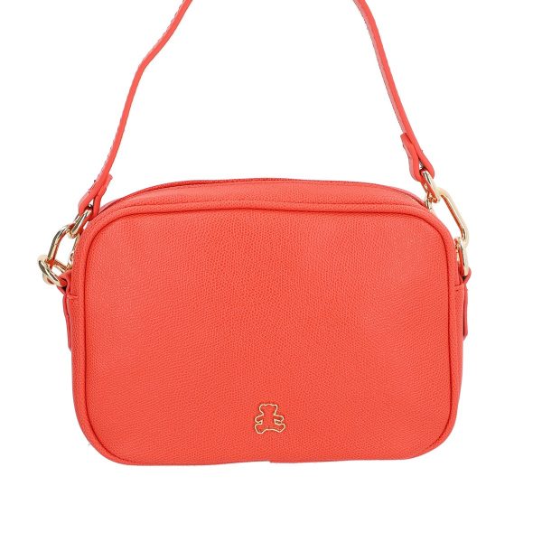 Poseta casual dama piele eco rosu coral cu un compartiment Lulu Castagnette BSLLPO2103131 145