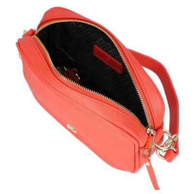 Poseta casual dama piele eco rosu coral cu un compartiment Lulu Castagnette BSLLPO2103131