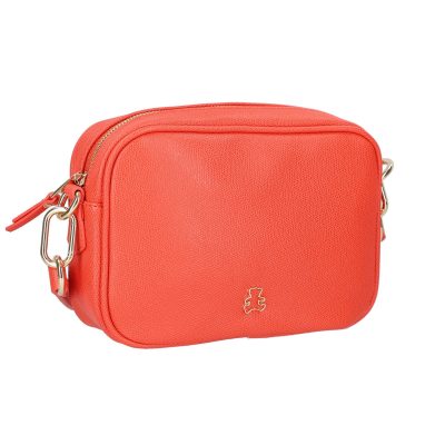 Poseta casual dama piele eco rosu coral cu un compartiment Lulu Castagnette BSLLPO2103131