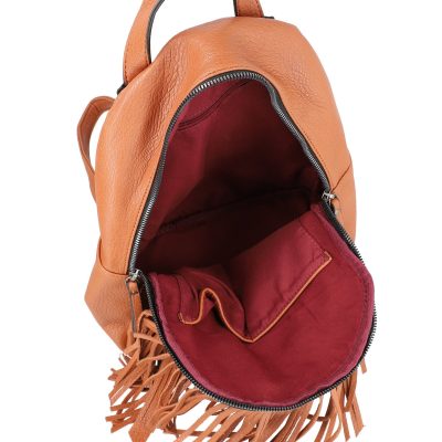 Rucsac dama piele eco casual maro cu franjuri si compartiment spatios TurboBags BSTBRU2108128