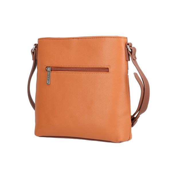 Geanta Crossbody piele ecologica doua culori caramel maro cu un compartiment David Jones BSDJCR2108336 143