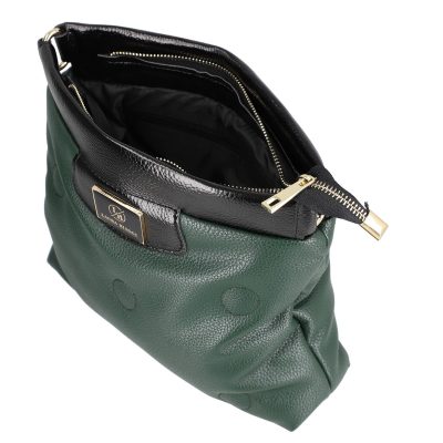 Geanta tip postas dama piele eco verde inchis exterior design inedit Laura Biaggi LB248CR2109042