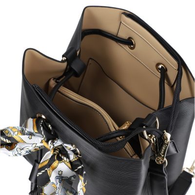 Geanta tote dama piele eco neagra model funda snur si doua compartimente Gallantry BSGATO2201015