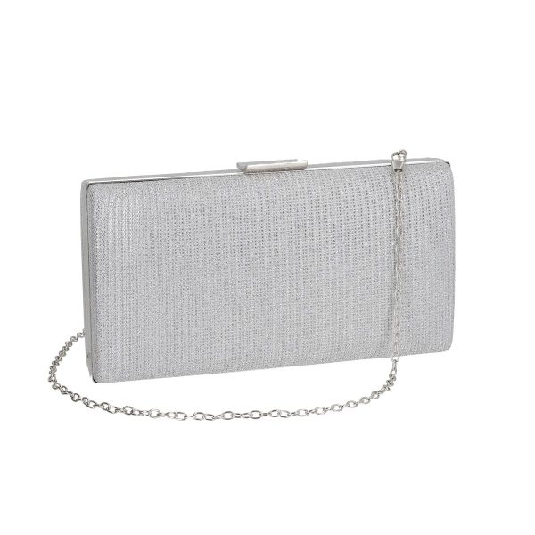 Clutch Argintiu - Geanta Argintie Ocazie, Eleganta din Material Lucios cu Bretea Lant si Inchidere Click - Cammy BS8033Z2207506