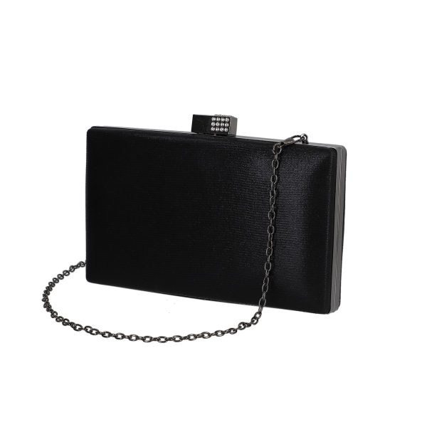 Clutch Negru - Geanta ocazie femei din material sintetic negru lucios cu maner lant Roxana BS1049HD2207503