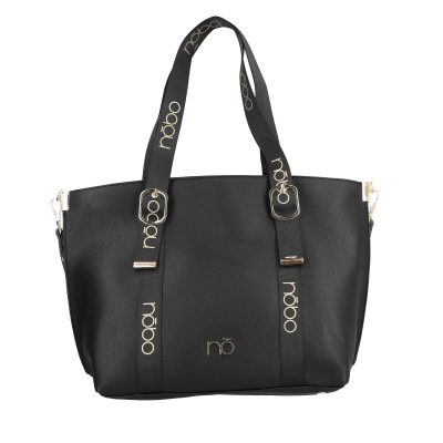 Geanta Shopper dama piele ecologica neagra manere cu catarame si trei buzunare Nobo BSNOSH2108295