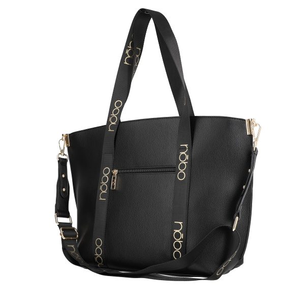 Geanta Shopper dama piele ecologica neagra manere cu catarame si trei buzunare Nobo BSNOSH2108295 142