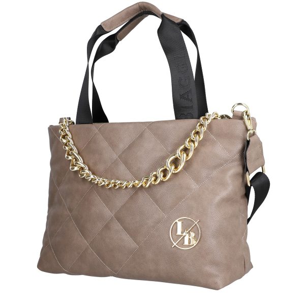 Geanta Shopper Matlasata Dama Piele Eco Taupe Matlasata cu Accesoriu Metalic si Lant - Laura Biaggi LBSH245E2109023 142