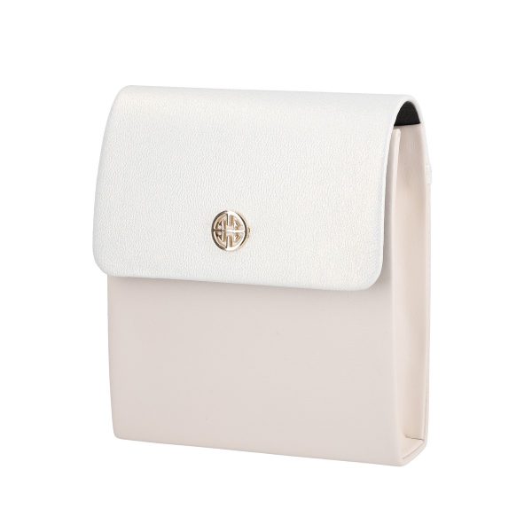 Clutch-uri de Seara - Poseta casual femei din piele neteda eco bej cu elemente metalice si bretea Kalet BSPO2205054