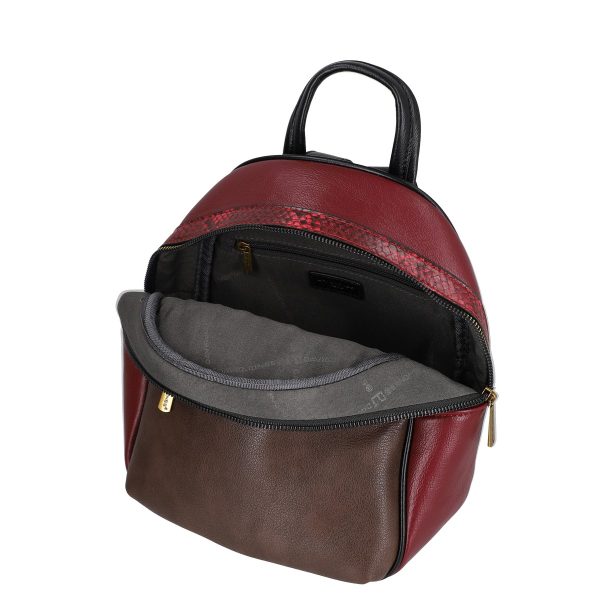 Rucsac de femei din piele ecologica elegant bordo cu două buzunare David Jones BS6813DJRU2208006 143