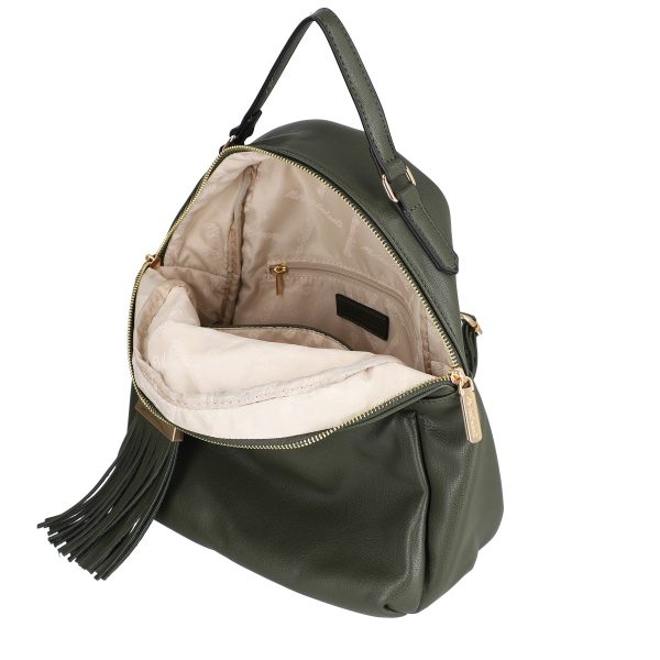 Rucsac dama piele eco verde olive cu buzunar si fermoar MarinaGalanti BSMGRU2208015 142