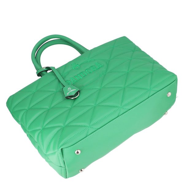 Geantă casual pentru femei material impermeabil matlasată verde cu un compartiment spațios și mânere BS267P2209069 143