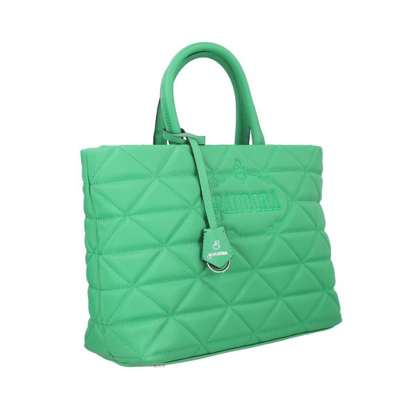 Geanta Casual Dama - Geantă casual pentru femei material impermeabil matlasată verde cu un compartiment spațios și mânere BS267P2209069