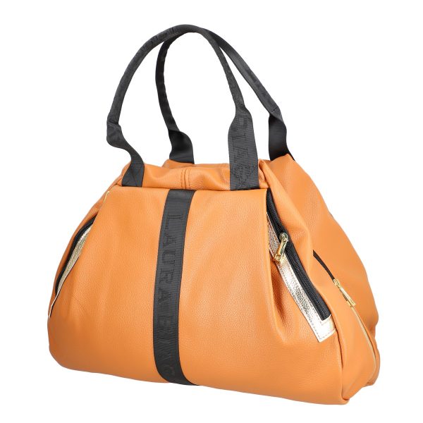 Geantă damă Shopper maro de talie mare fermoar cu auriu din piele ecologică Laura Biaggi BS975G2208214 143