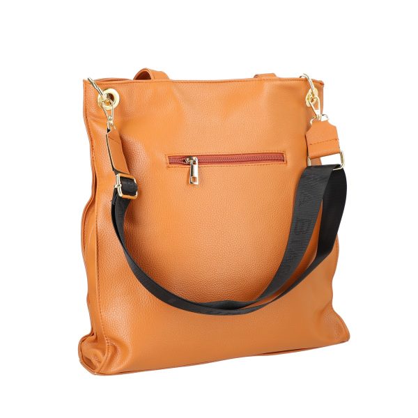 Geanta shopper femei piele ecologica maro cu capse laterale accesoriu metalic si bretele Laura Biaggi BS270R2208302 144