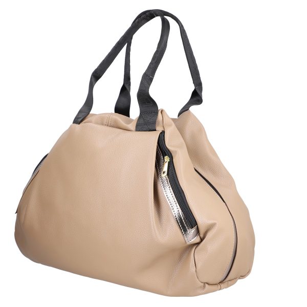 Geanta Dama Mare Shopper Taupe Fermoar cu Auriu din Piele Ecolo - Laura Biaggi BS975G2208216 143