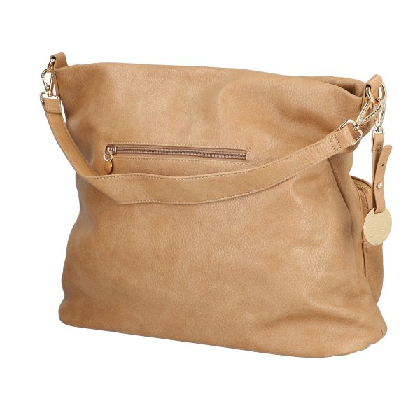 Geanta shopper dama piele eco taupe buzunare exterioare accesorii metalice si bretea Lulu Castagnette BSLLSH2208036 142