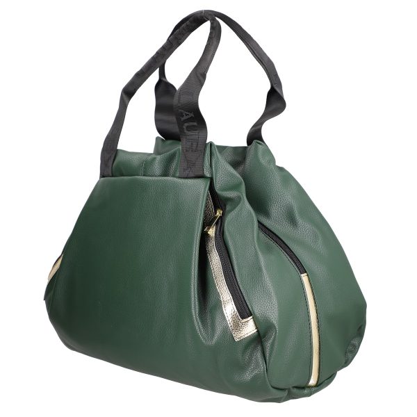 Geantă damă Shopper verde de talie mare fermoar cu auriu din piele ecologică Laura Biaggi BS975G2208215 143