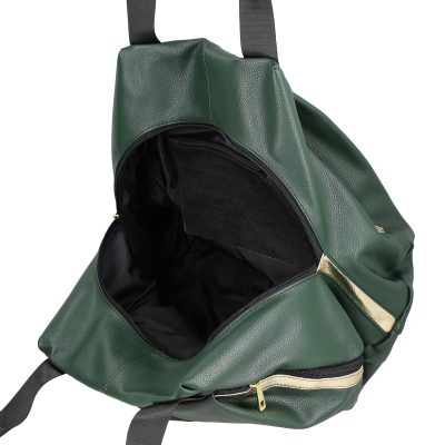 Geantă damă Shopper verde de talie mare fermoar cu auriu din piele ecologică Laura Biaggi BS975G2208215