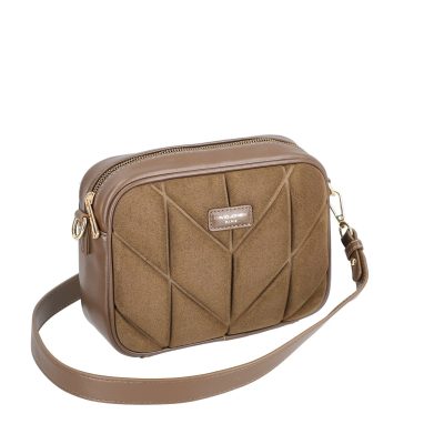 Poșetă casual femei piele ecologică taupe cu un compartiment David Jones BS6856DJ2209105