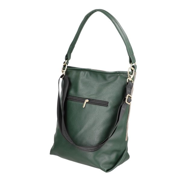 Geanta shopper de femei piele eco verde model texturat mat cu lucios cu manere si bretea Laura Biaggi BS111KB2208212 143